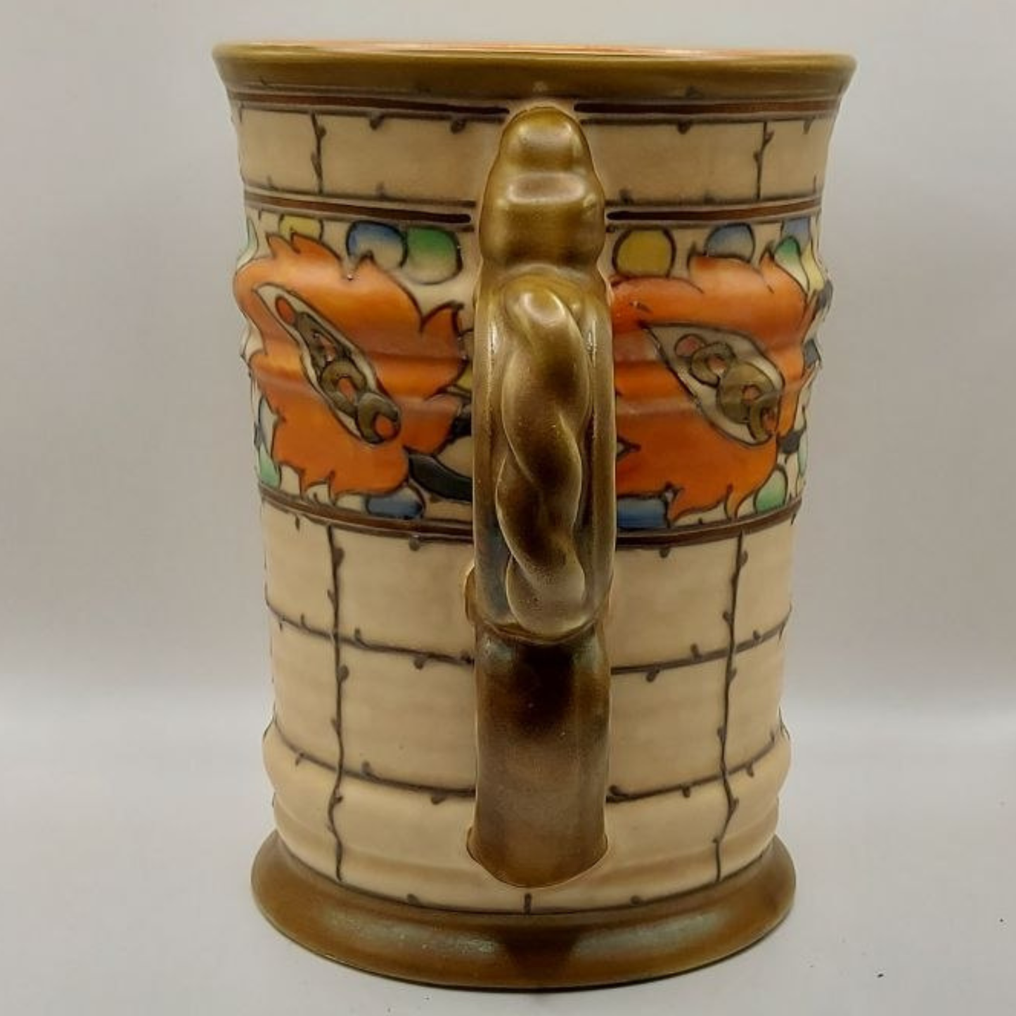 Charlotte Rhead Crown Ducal Tankard / Jug 1930s Art Deco Style Trellis Pattern