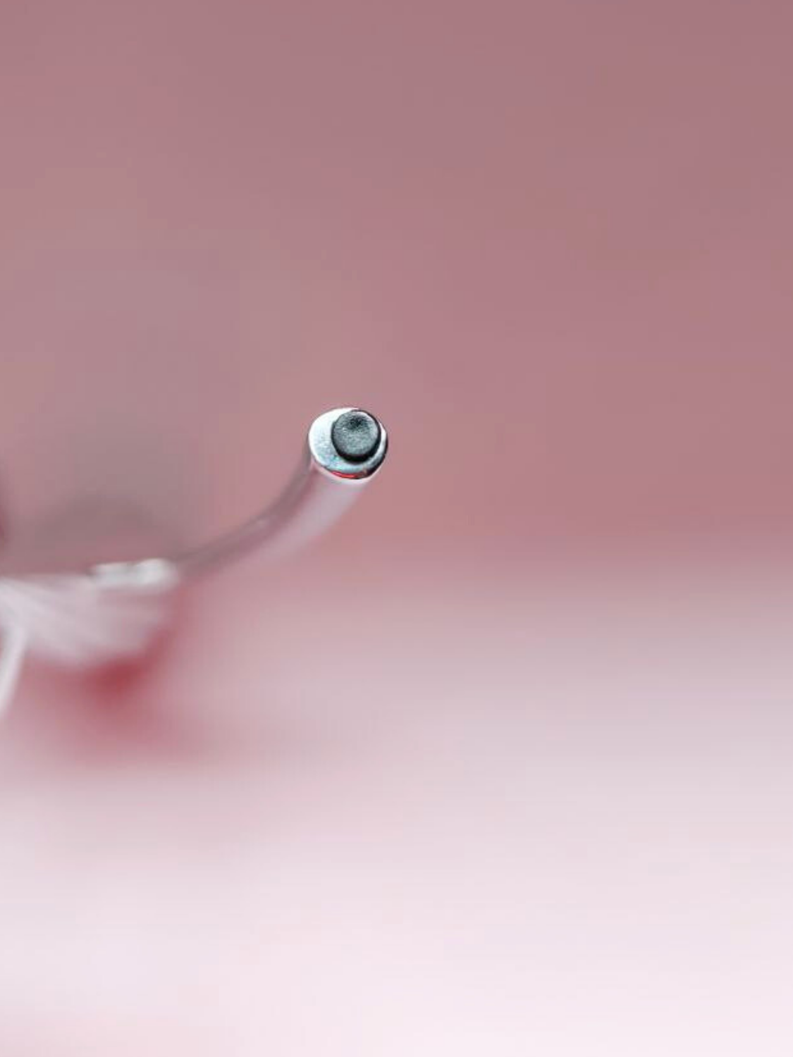 Close-up of a small metal object on a pink background