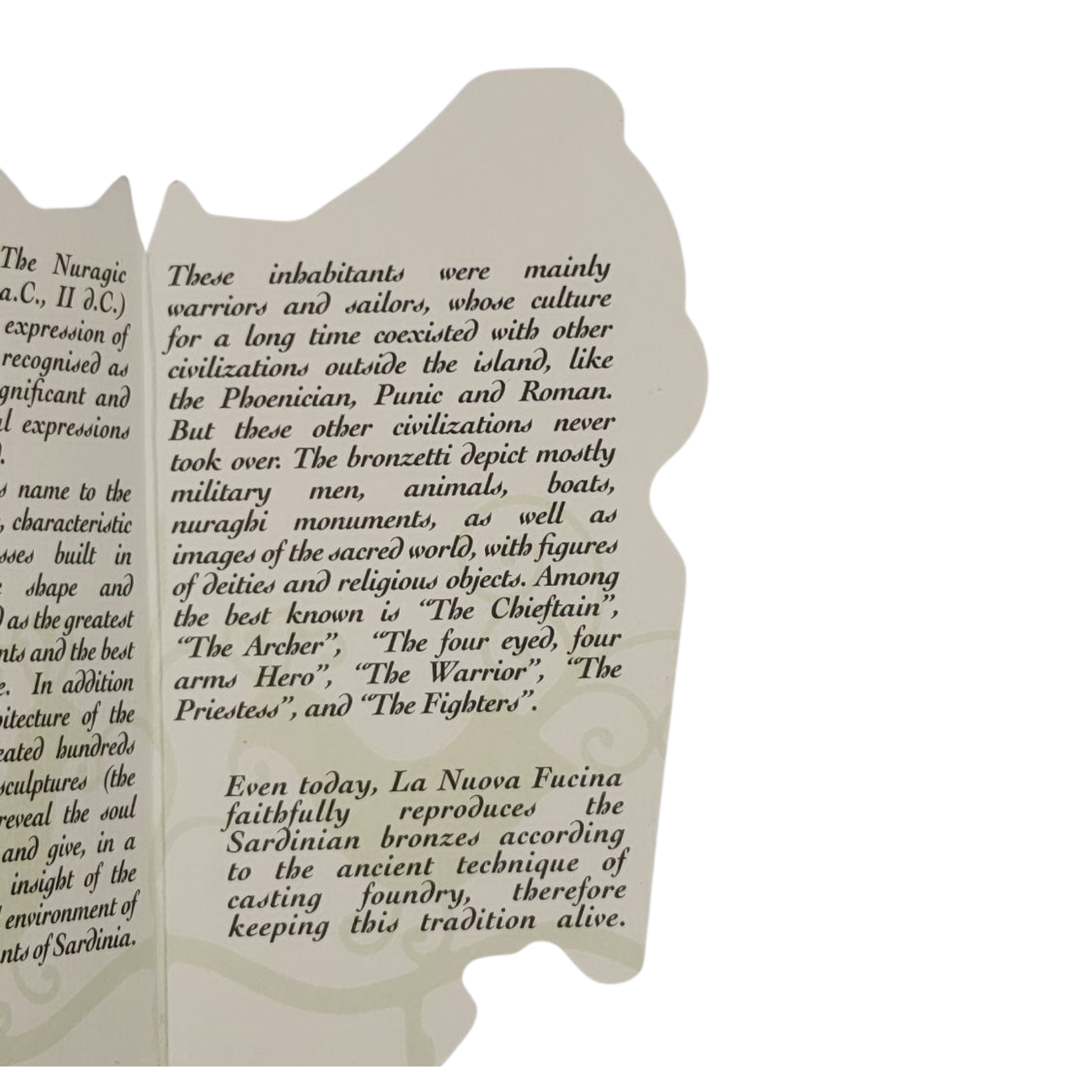 A page from a booklet on the Nuragica civilisation