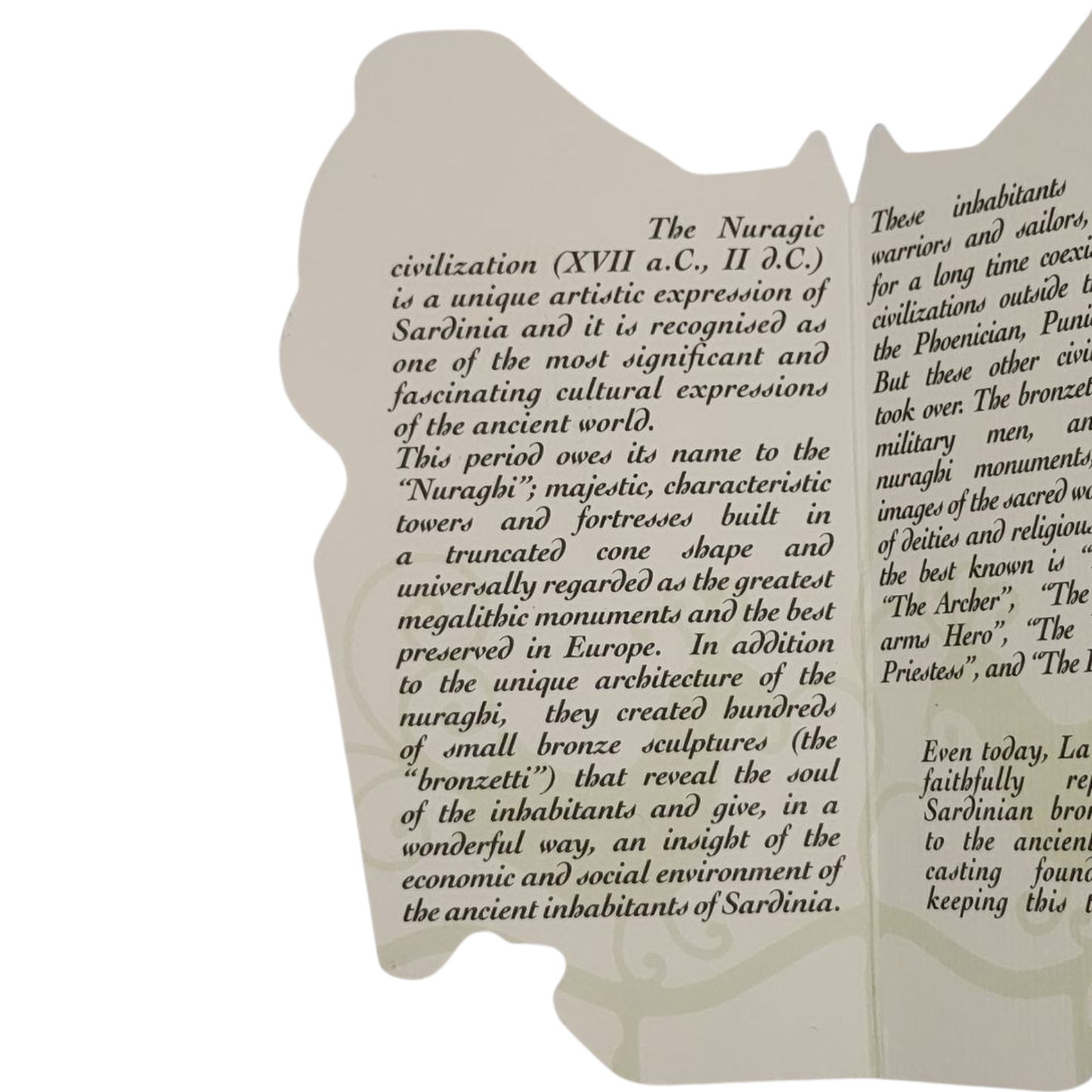 A page of a booklet on the Nuragic civilisation