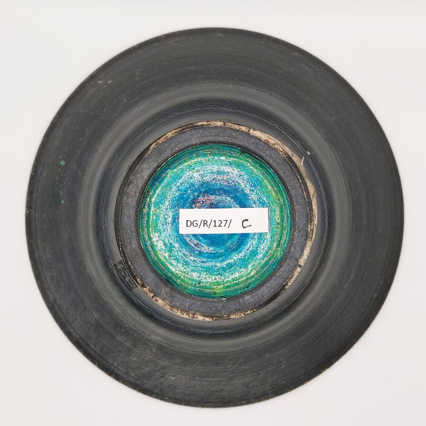 Close-up of the base of a pottery bowl