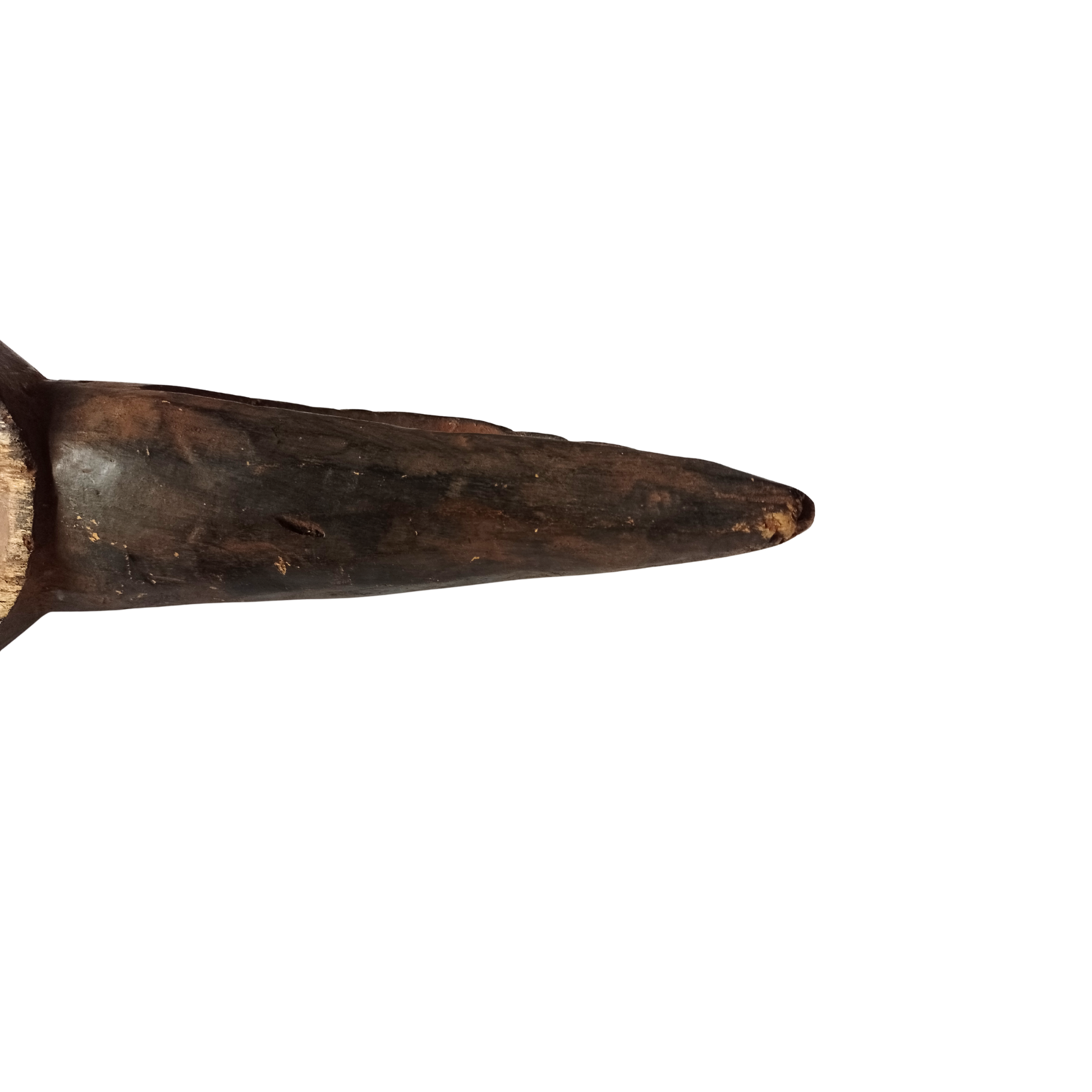 Close-up of a wooden mask on a white background