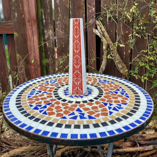 Jaeger vintage vase on a mosaic table.