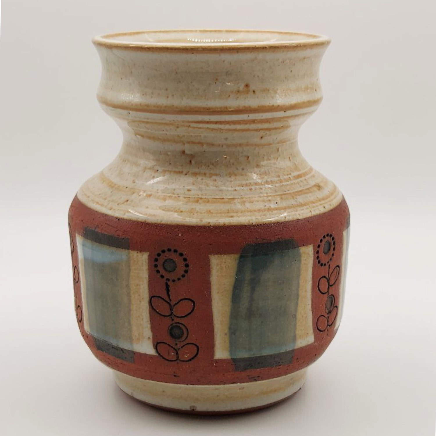 Small Kentmere Studio vase with decorative patterns on a white background