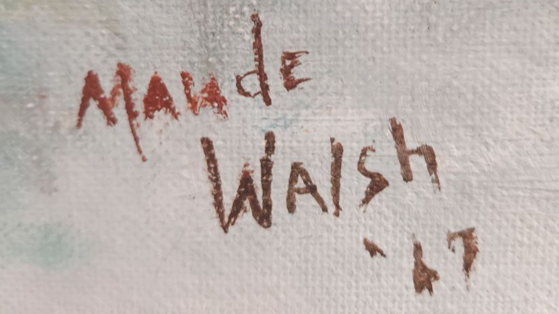 Signature of Maude Walsh on a textured surface with '47' indicating the year.