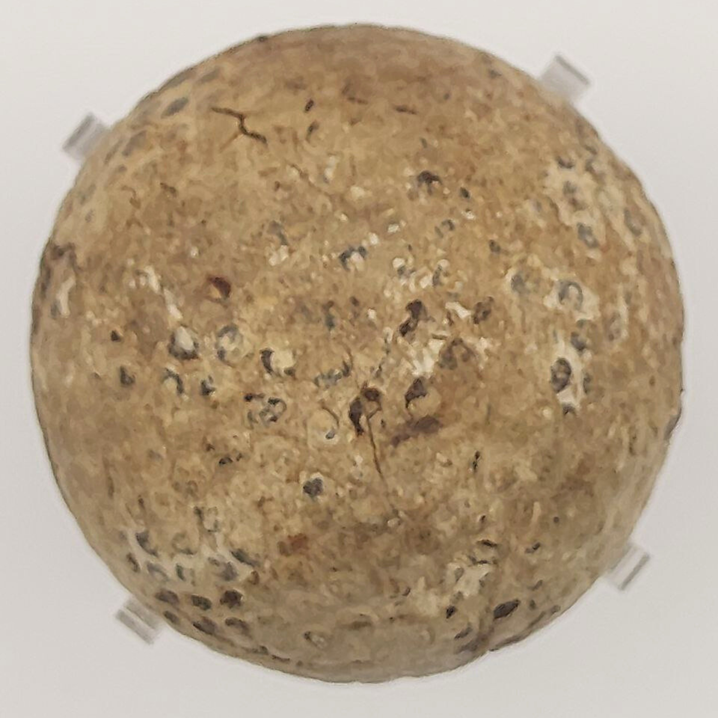 Round golf ball on a white background