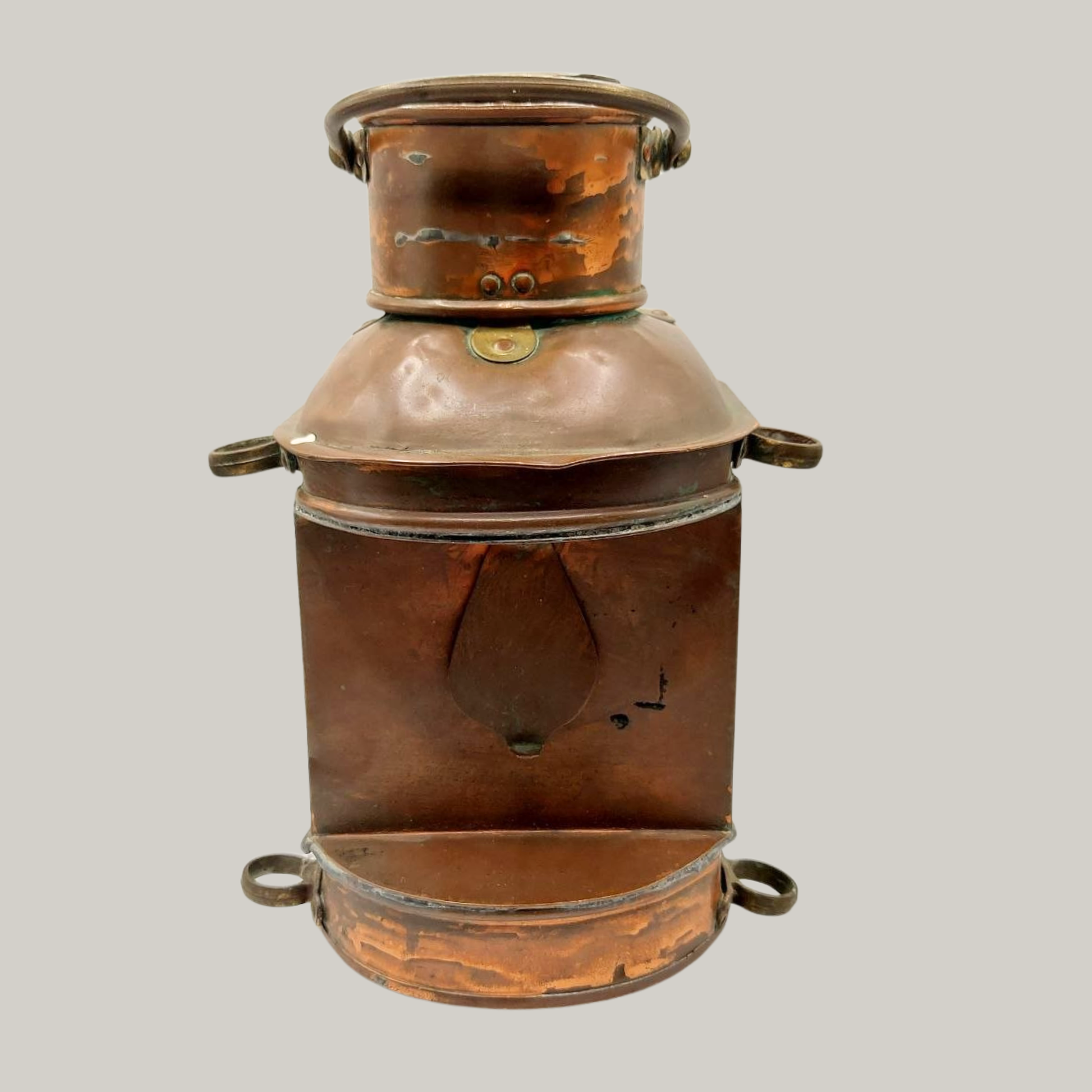 Vintage copper lantern on a grey background