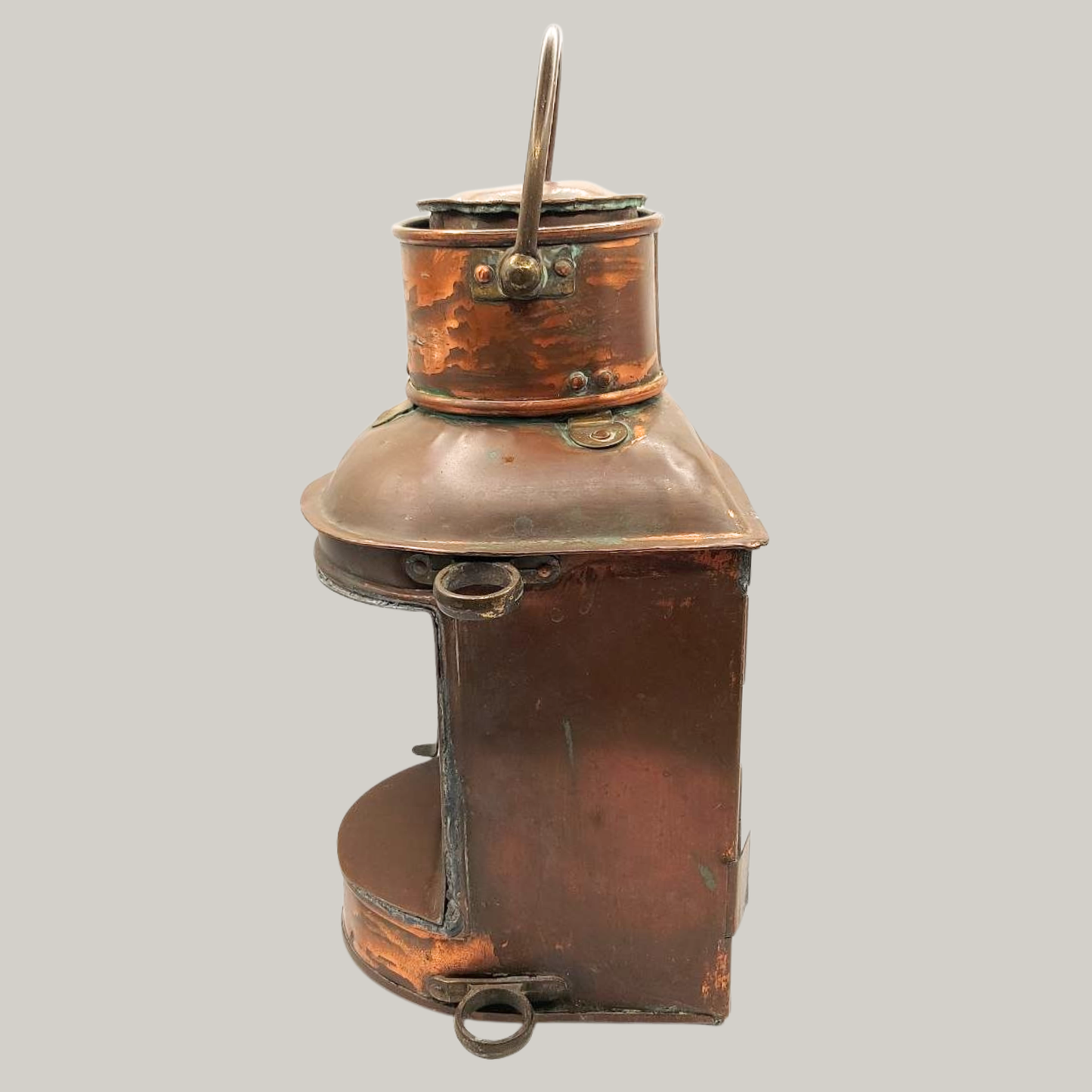 Vintage copper lantern on a grey background