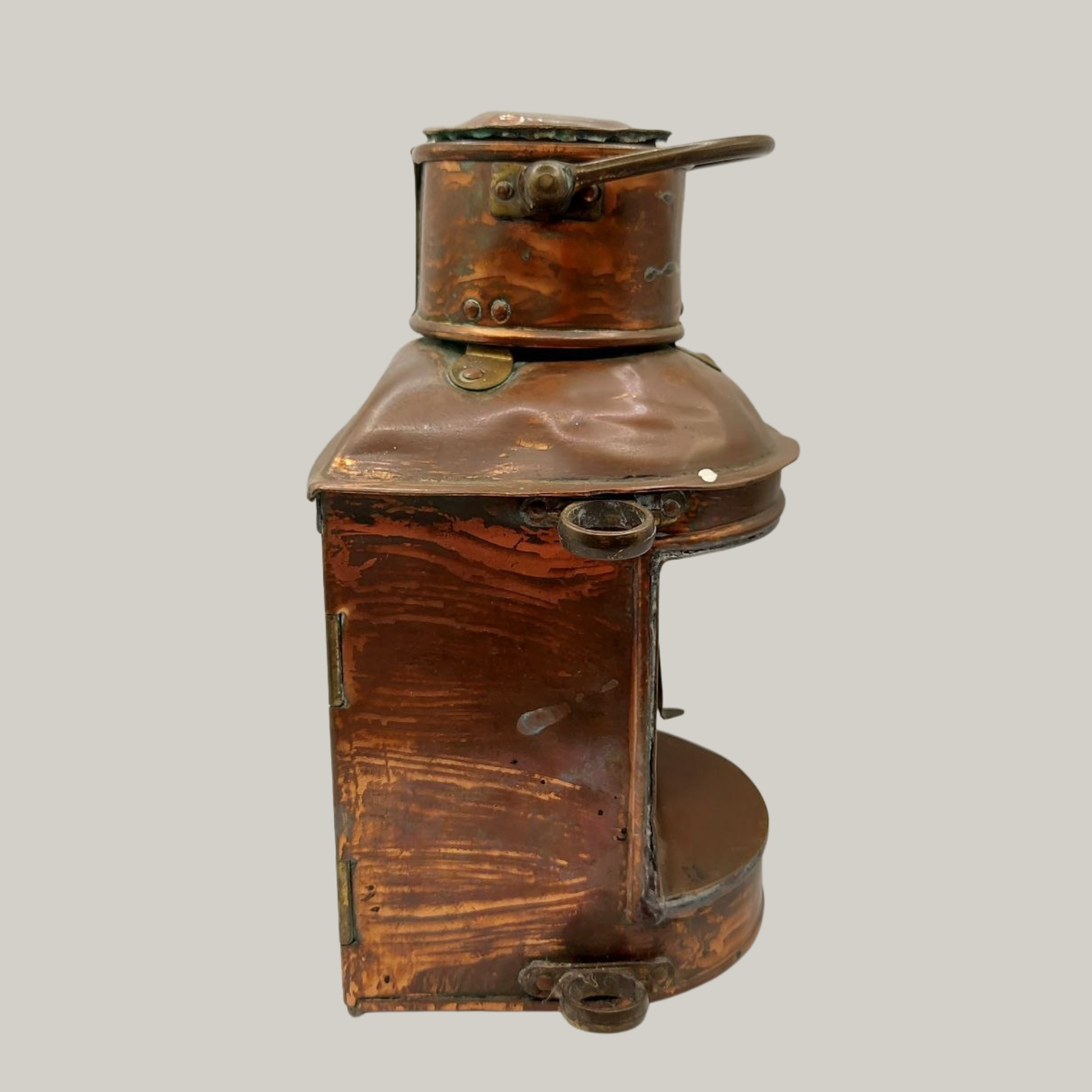 Vintage copper lantern on a grey background