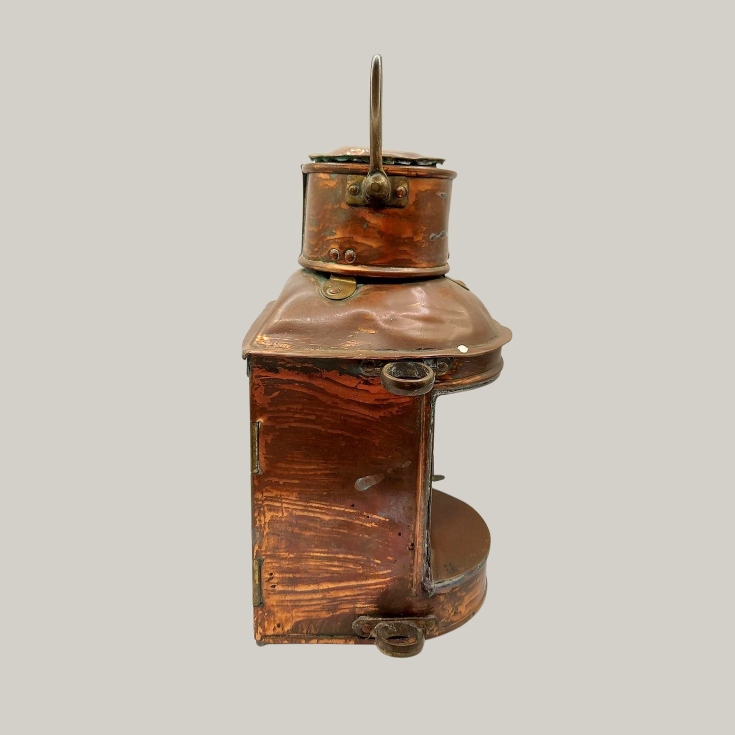 Vintage copper lantern on a grey background