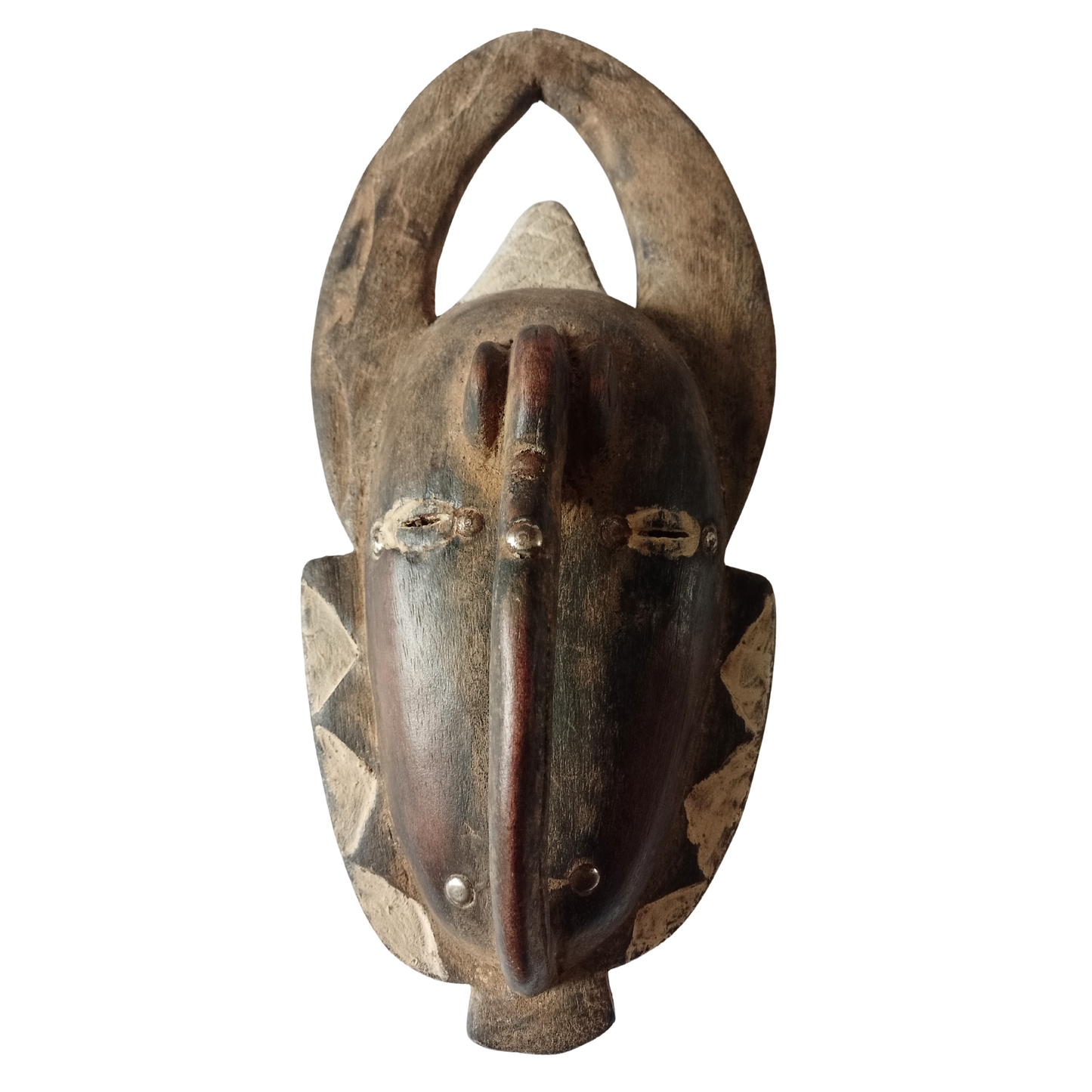 Wooden mask with a white background