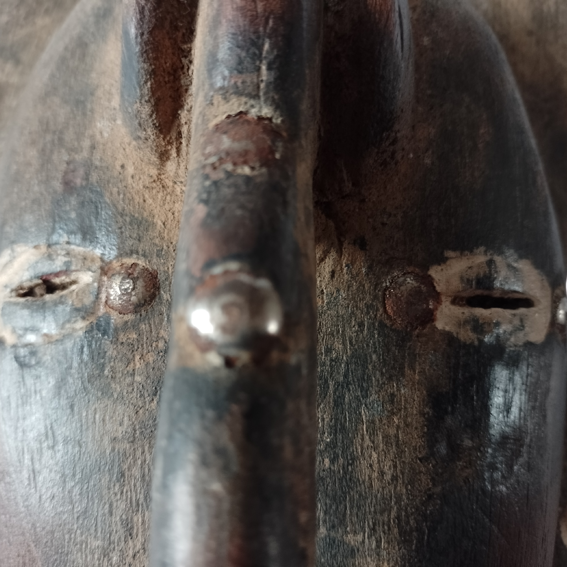 Close-up of a vintage African mask. 