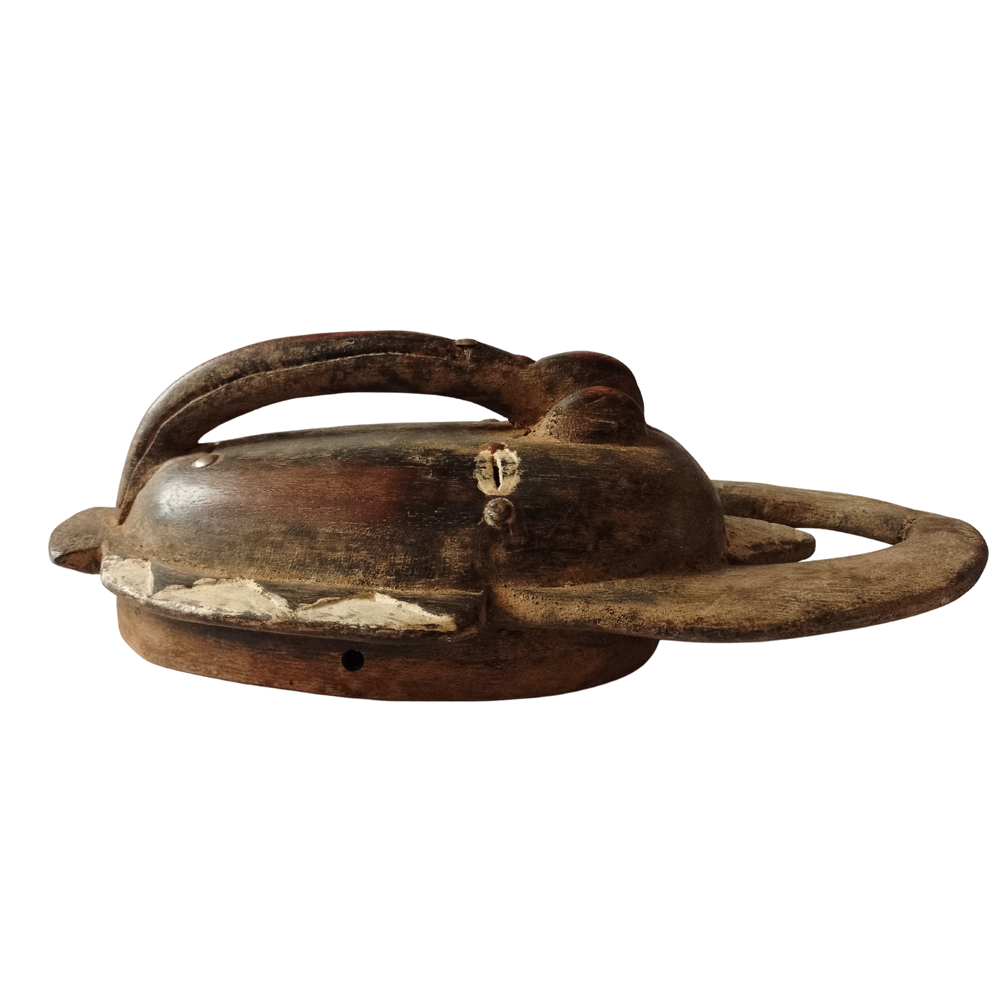 Vintage wooden mask on a white background